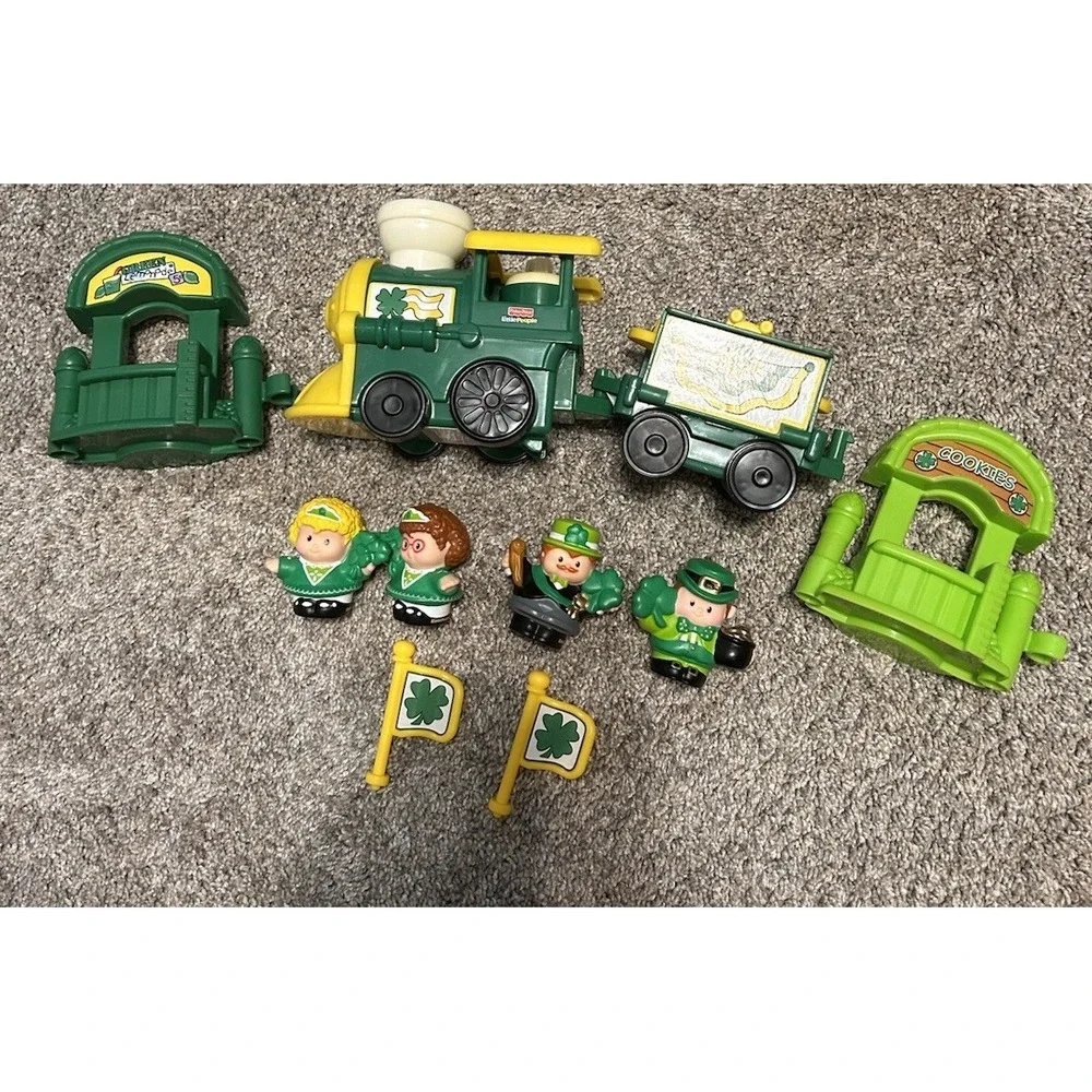 Fisher Price Little People St Patricks Day Parade Train Leprechaun Holiday Lot